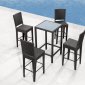 Black Weave Modern 5pc Outdoor Pub Dinette Set w/Glass Top