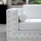 White Leather Modern 3Pc Sofa, Loveseat & Chair Set w/Crystals