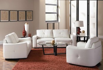 White Bonded Leather Match Modern Sofa & Loveseat Set w/Options [CRS-502711-Jasmine]