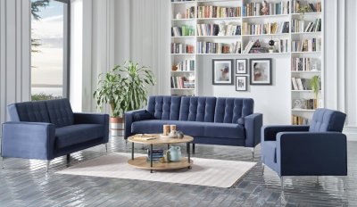 Hemera Vika Navy Blue Sofa Bed by Bellona w/Options