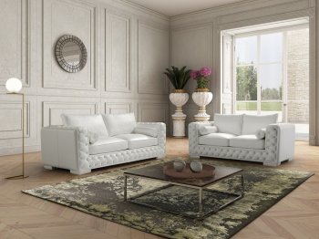 Vanity Sofa in White Leather by J&M w/Optional Loveseat [JMS-Vanity White]