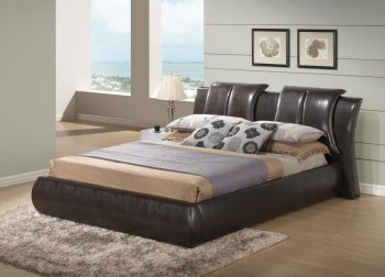 8269 Upholstered Bed in Brown Leatherette by Global [GFB-8269 Brown]