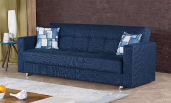 Miami Sofa Bed Convertible in Blue Fabric by Empire [MYSB-Miami]