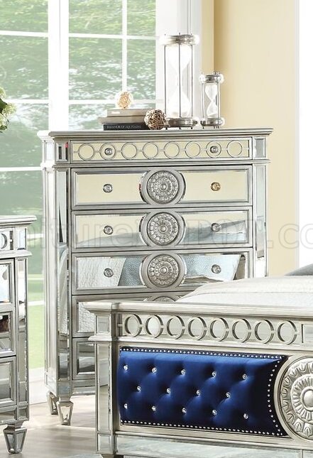 Varian Bedroom 5Pc Set 26150 in Mirrored Silver by Acme w ...