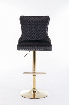 Leo Gold Barstool Set of 2 in Black Fabric [ADBA-Leo Gold Black]