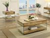 Raya CM4451A Coffee Table & 2 End Table 3Pc Set in Natural