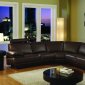 Brown Color Bonded Leather Upholstery Modern Sectional