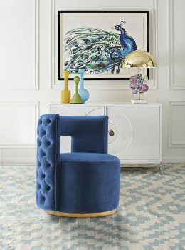 Theo Accent Chair 594 in Navy Velvet by Meridian [MRCC-594 Theo Navy]