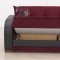 Burgundy Fabric & Black Vinyl Two-Tone Modern Sofa Bed w/Options