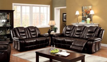 Rovan CM6331 Reclining Sofa in Dark Brown Leatherette w/Options [FAS-CM6331-Rovan]