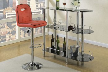 F2114 3Pc Bar Set in Black & Red by Poundex w/Options [PXBA-F2114]