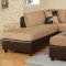 Mocha Fabric Modern Two-Tone Sectional Sofa w/Bycast Base