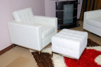 White Full Leather Button Tufted Modern Chair [KCCC-M42-White]