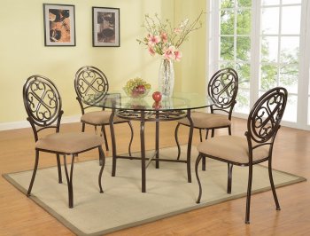 Lily 5Pc Dining Set by Chintaly w/Clear Glass Top [CYDS-Lily]