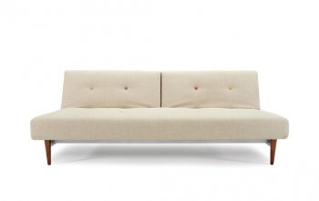 Cream Fabric Modern Convertible Sofa Bed w/Walnut Legs [INSB-Fiftynine]