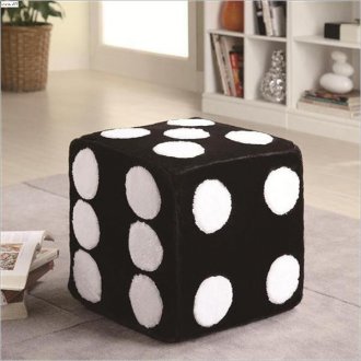 Black & White Plush Foam Fabric Modern Ottoman