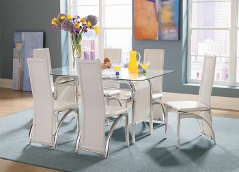 Contemporary Chrome & Faux Leather Dinette w/Optional Chairs [HLDS-D698]