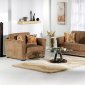 Contemporary Brown Microfiber Pull Out Loveseat & Armchair