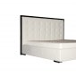 White Finish Modern Bed w/Button Tufted Leatherette Headboard