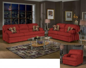 6525 Clara Sofa & Loveseat Set in Burgundy Fabric by Chelsea [CHFS-TU-6525 Clara BBG]