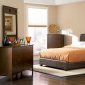 Chocolate Brown Contemporary Bedroom with Bycast Leather Bed