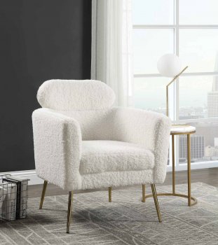 Connock Accent Chair AC00124 in White Faux Sherpa by Acme [AMAC-AC00124 Connock]