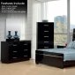 Black Hi-Gloss Finish Modern Bedroom w/Chrome Accents