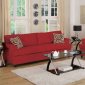 Red Microfiber Plush Modern Sofa & Loveseat Set