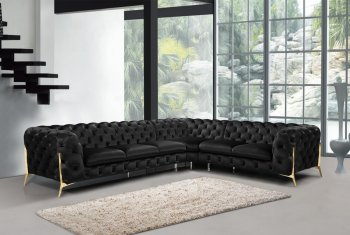 Sheila Sectional Sofa in Black Velvet Fabric by VIG [VGSS-Sheila Black]