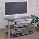 Chrome Metal Frame & Black Tempered Glass Modern TV Stand