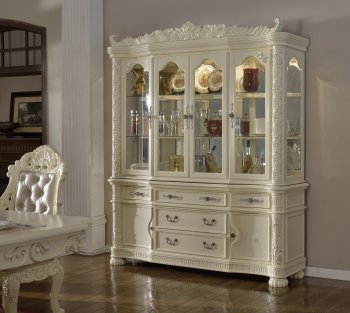 Madrid 702 Buffet with Hutch in Pearl White [MRBU-702 Madrid]