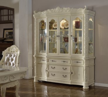 Madrid 702 Buffet with Hutch in Pearl White