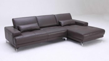 Grey Full Leather Modern Sectional Sofa w/Adjustable Back Rests [VGSS-Spirea-1329]