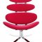 Red Velour Microfiber Contemporary Lounge Swivel Chair