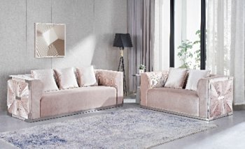 LCL-012 Sofa & Loveseat Set in Pink Velvet [BDS-LCL-012 Pink]