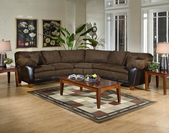 Java Fabric & Chocolate Bicast Modern Sectional Sofa [PMSS-146-Java]