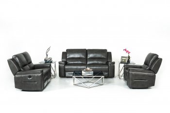 Hearst Power Motion Sofa 3Pc Set - Dark Grey Leatherette by VIG [VGS-Hearst R027B Dark Grey]