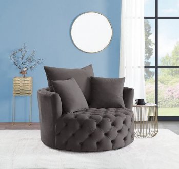 Zunyas Accent Chair AC00292 in Gray Velvet by Acme w/Swivel