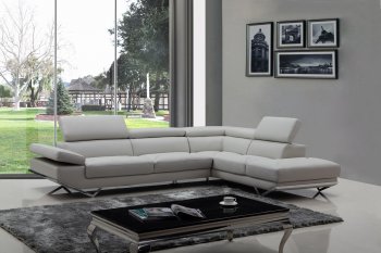 Quebec Sectional Sofa 8488 in Light Grey Eco-Leather by VIG [VGSS-8488 Quebec Light Grey]