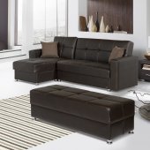 Lego Sectional Sofa Convertible in Brown Bonded Leather by Rain