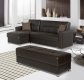 Lego Sectional Sofa Convertible in Brown Bonded Leather by Rain