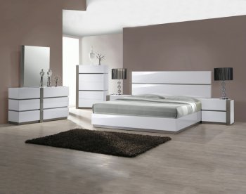 Manila 5Pc Bedroom Set in White Gloss & Grey by Chintaly [CYBS-Manila]