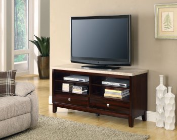 700699 TV Stand in Cappuccino by Coaster w/Real Marble Top [CRTV-700699]