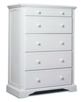 Satin White Finish Modern Five-Drawer High Chest