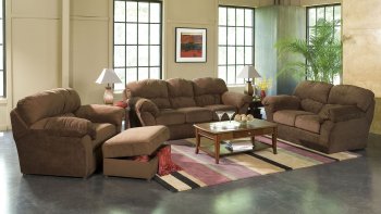 Brown Microfiber Transitional Living Room w/Sewn-on Arm Pillows [HLS-U268]