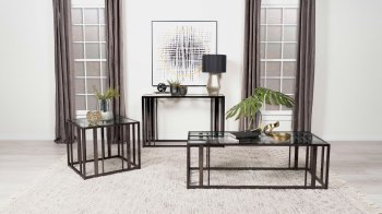 Adri Coffee Table 3Pc Set 708358 in Black Nickel by Coaster [CRCT-708358 Adri]