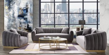 Elchanon Sofa 55670 in Gray Velvet & Gold by Acme w/Options [AMS-55670 Elchanon]