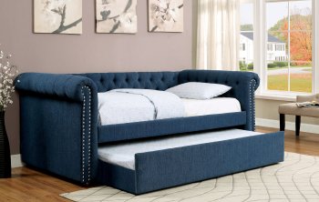 Leanna CM1027TL Daybed & Trundle Set in Dark Teal Fabric [FAB-CM1027TL-Leanna]