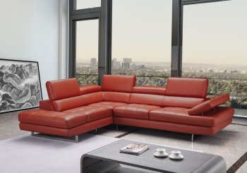 Venus Sectional Sofa in Dark Orange Leather by J&M [JMSS-Venus]