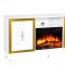 Sashi Electric Fireplace Media Console in White w/Gold Accents